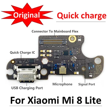 100% Оригинално Ново Зарядно Flex PCB За Xiaomi Mi8 Mi 8 Lite USB Порт, Конектор за Докинг Станция, Кабел За Зареждане