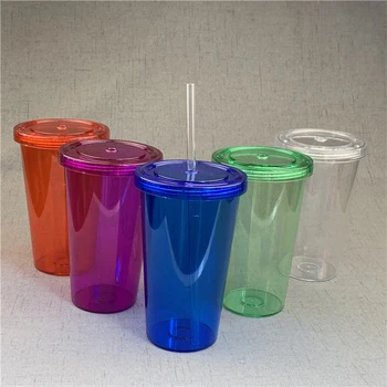 16oz19ozcolor прозрачна слама множество чаша с капак пластмасова чаша чаша студено кафе Коледно парти подарък за подкрепа на едро