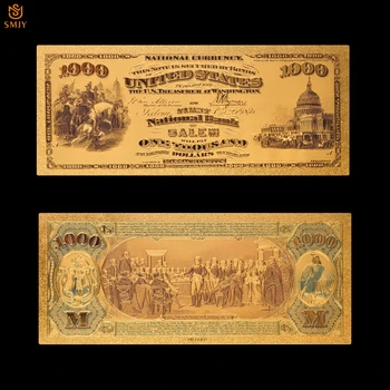 1875 САЩ Сувенир, Златна Банкнота от 1000 Долара Цветна Позлатен Парична Хартиена Банкнота За Събиране