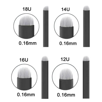 200 бр. Игли За Микроблейдинга 0,16 мм Nano LAMINA MICRO 12 гъвкаво Острие За Tebori Microblading Ръчно Татуировка Дръжка 3D Бродерия устни