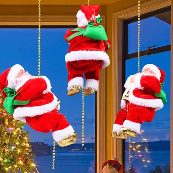 2023 Електрически Дядо Коледа Скално Катерене С Музикалната Играчка Дядо Коледа Се Изкачи Нагоре Надолу Коледно Дърво Висулка Декорация На Дома, Подарък За Нова Година