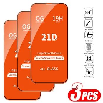 21D Закалено стъкло за iPhone 13 11 14 Pro Max 12 Mini 8 7 Plus Защитно фолио за екран за iPhone 13 PRO XS MAX X XR Пълно Защитно стъкло