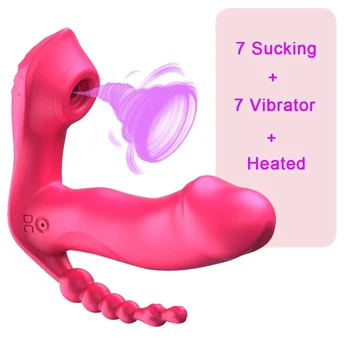 3 В 1 Безжични Бикини Смучене Вибратор Носене G Spot Стимулатор на Клитора Отопление на Влагалището, Аналният Оргазъм от Вибратор, Секс Играчки за Жени