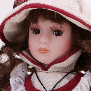 30 см Красивата Порцеланова Кукла, за Момичета с Цветя Дрехи и Стойка за Дома в Подарък Изображение 5