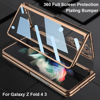 360 Цял Екран Защитен Калъф За Samsung Galaxy Z Fold 4 Предното Покритие От Закалено Стъкло Броня Прозрачен Акрил Калъф За Телефон Fold 3