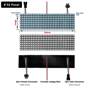 DC5V WS2812B RGB led лента с индивидуално адресуемыми пиксели Цифров модул Матричен Гъвкав екран WS2812 IC 8х8 16x16 8x32 Изображение 3