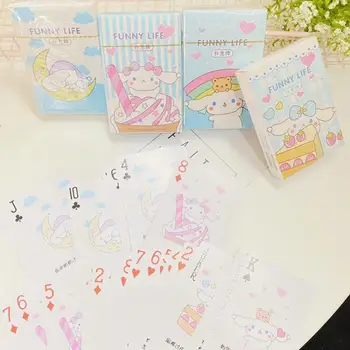Kawaii Cinnamoroll Детски Карти за Игра Аниме Sanrioed Сладко малко Момиче Сърцето на Карти за Игра Образователни Игри за Деца