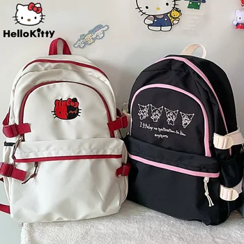 Sanrio Hello Kitty Чанти Карикатура Kuromi Черни Раници Дамски Чанта На Рамото Y2k Студентски Училищна Чанта Японски Корейски Стил Раница-Тоут