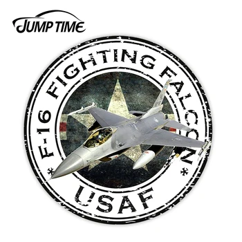 Времето подскача 13 см x 13 см САЩ F-16 Боен Сокол военновъздушните сили на САЩ Военна Печат на Стикер Флаг през Цялата Тетрадка Книга за Мотоциклет Шлем Вратата