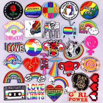Гей-гордост на ЛГБТ нашивка Love is Love Икони Железни Ивици За Дрехи, Етикети Преливащи Сърца Ленти За Дрехи в Ивицата Аксесоар Изображение 1