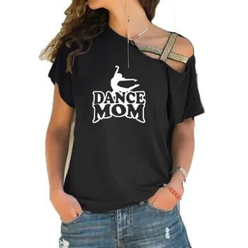 Дамски танцов тениска с образа на Мама, Дамски модни нова тениска с Къс Ръкав, Нередовна тениски с кръстосани превръзка, върхове