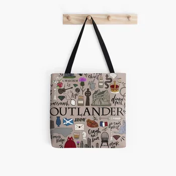 Дамски чанта за покупки на Outlander в печатницата Kawaii Bag Harajuku Холщовая пазарска Чанта, дамска чанта-тоут, дамска чанта на рамото