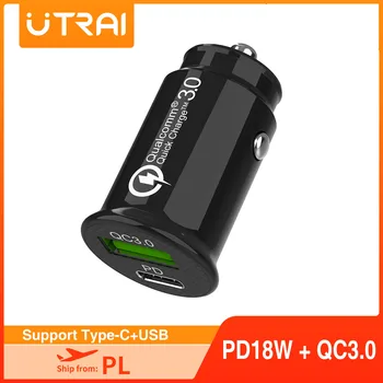 Зарядно за кола USB Бързо Зареждане на PD QC3.0 FCP AFC Type C 18 W Бързото Автомобилно USB Зарядно Устройство За Мобилен телефон, iPhone, Samsung, Huawei