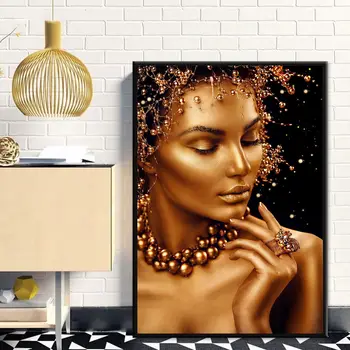 Златна жена декорация на дома, виси картина на модерна всекидневна фон на стените характер украса платно живопис