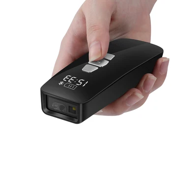 Мини Bluetooth/Безжичен/USB Жична баркод скенер 3-в-1 Четец на баркод с LCD екран Time 1D/2D/QR-система за сканиране на кода