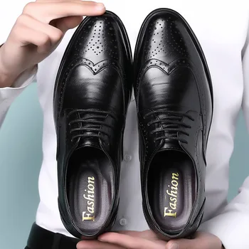 Мъжки Oxfords ръчно изработени От Естествена Телешка Кожа Модел обувки с Перфорации тип 