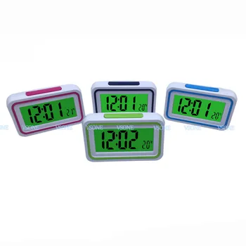 Португалски Говори LCD дигитален будилник с термометър, осветление отзад, за слепи или хора с увредено зрение, 4 цвята