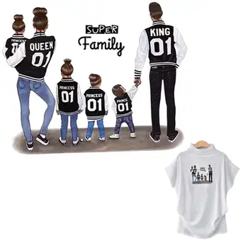 Супер Семейни Етикети Минерални Ивици Тениска, Дънки Декорации Diy Пере На Топлопреминаване Кръпка За Дрехи Родители На Деца