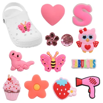 Това е една продажба 1-12 бр PVC Окачване За обувки Розова Пеперуда Бухал Ягоди, Аксесоари, Украси За Обувки, Подходящи Croc Jibz Детски Подарък За Парти