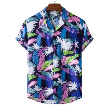 Хавайски Плажна Риза с Флорална Принтом 2022, Лятна Хавайска Риза с Принтом за Мъже, Негабаритная Празнична Риза с Флорална Принтом, Върхове