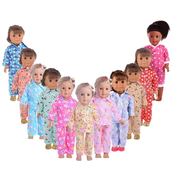Цветни Пижами 18 инча в американски стил, 43 см и 7 см, Парусиновая Ръчно изработени обувки, Детски Аксесоари За Кукли от Ново Поколение Играчки Изображение 1